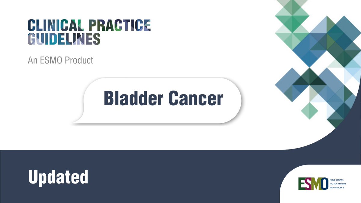 Updated #BladderCancer #ESMOGuideline 📢 A change to the SoC for 1st line therapy for 1st time in 40 years. Enfortumab vedotin + pembro (EVP) new SoC in 1st-line advanced #UrothelialCarcinoma. Nivolumab–cisplatin–gemcitabine or platinum ChT & maintenance avelumab alternatives if…