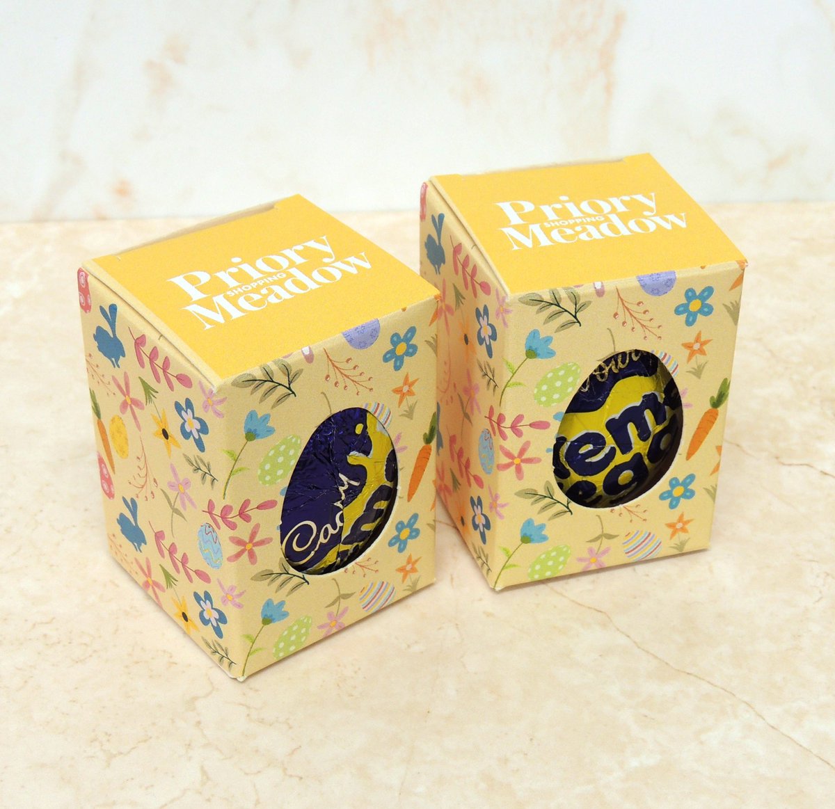 Look at these cracking Single Creme Eggs Boxes we’ve done for Priory Meadow Shopping Centre!
If you want your own personalised Single, Double Creme Egg Box or even in bulk then we have plenty in stock! Orders have to be placed today to get them in time for Easter
