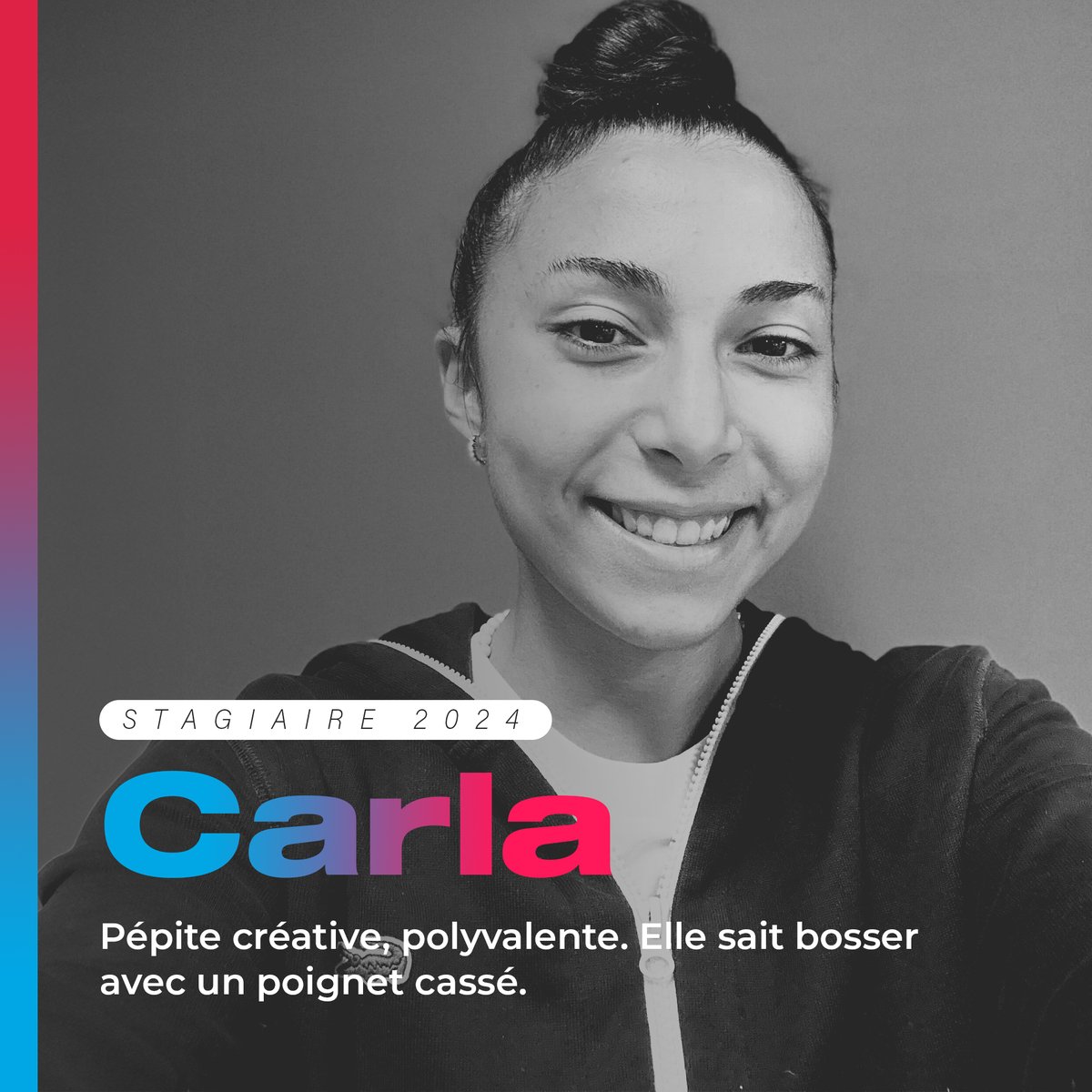 LineUpTeam's tweet photo. Bon, on vous présente nos stagiaires 2024 plus en détails ? 

On commence par Carla, qui s'est vraiment cassé le poignet.

Cause officielle : un tacle au foot mal réceptionné
Cause officieuse : coup porté sur @BrandonLattuca qui est vraiment un mec solide https://t.co/T9sZJbhAOO