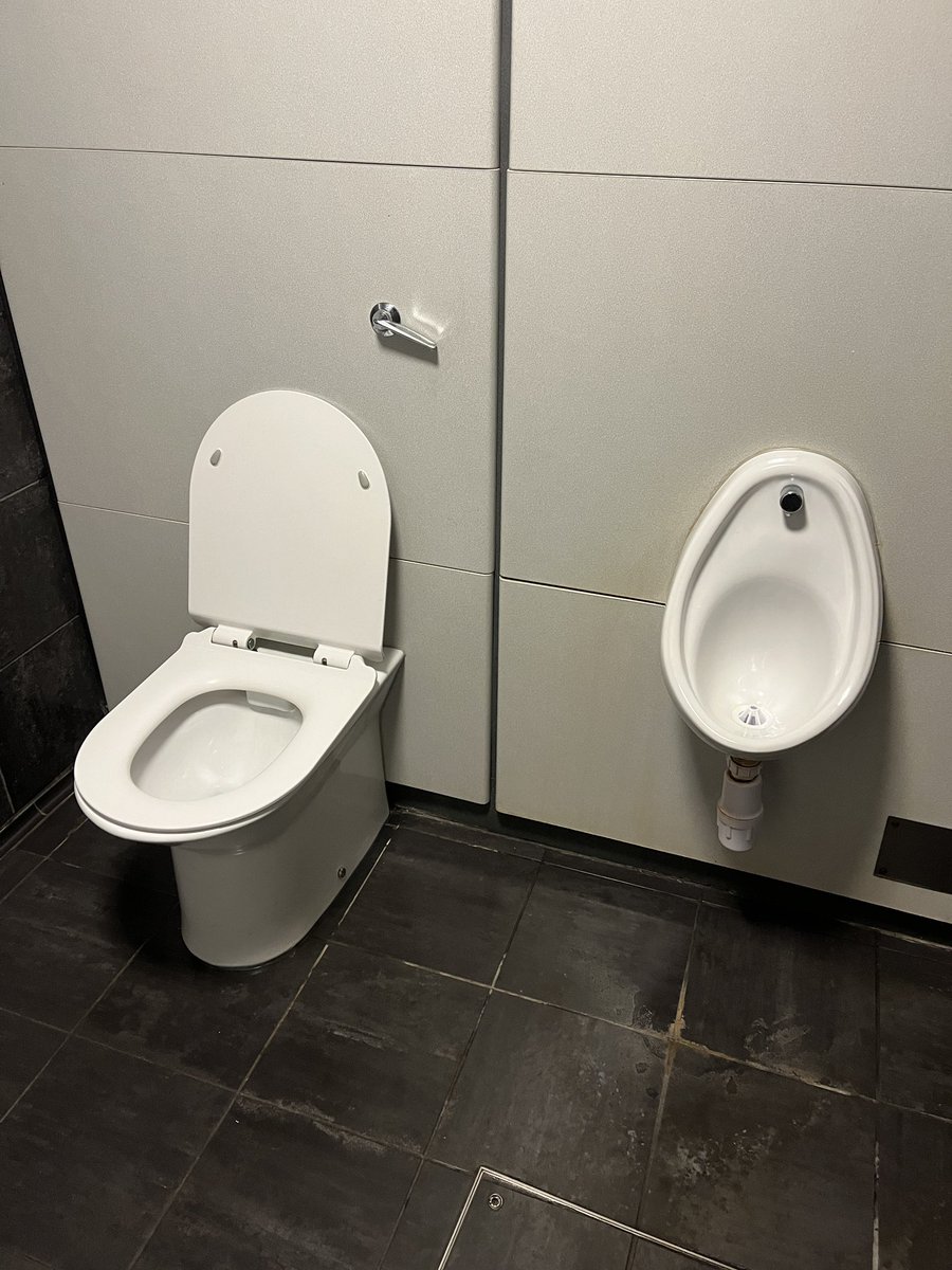 Here’s a public toilet configuration I’ve never understood. Who would take a pee next to a friend taking a dump? There’s a lock on the outer door so you’d have to go together on purpose. Huh?