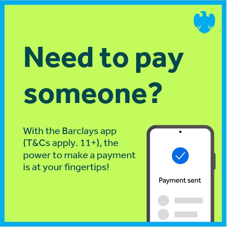 Shared a taxi home? Owe someone for that coffee last week? You have the power to make a payment to someone new or someone you’ve paid before using our app (T&Cs apply. 11+) 💸 You can find out how to do this here barclays.co.uk/ways-to-bank/m…