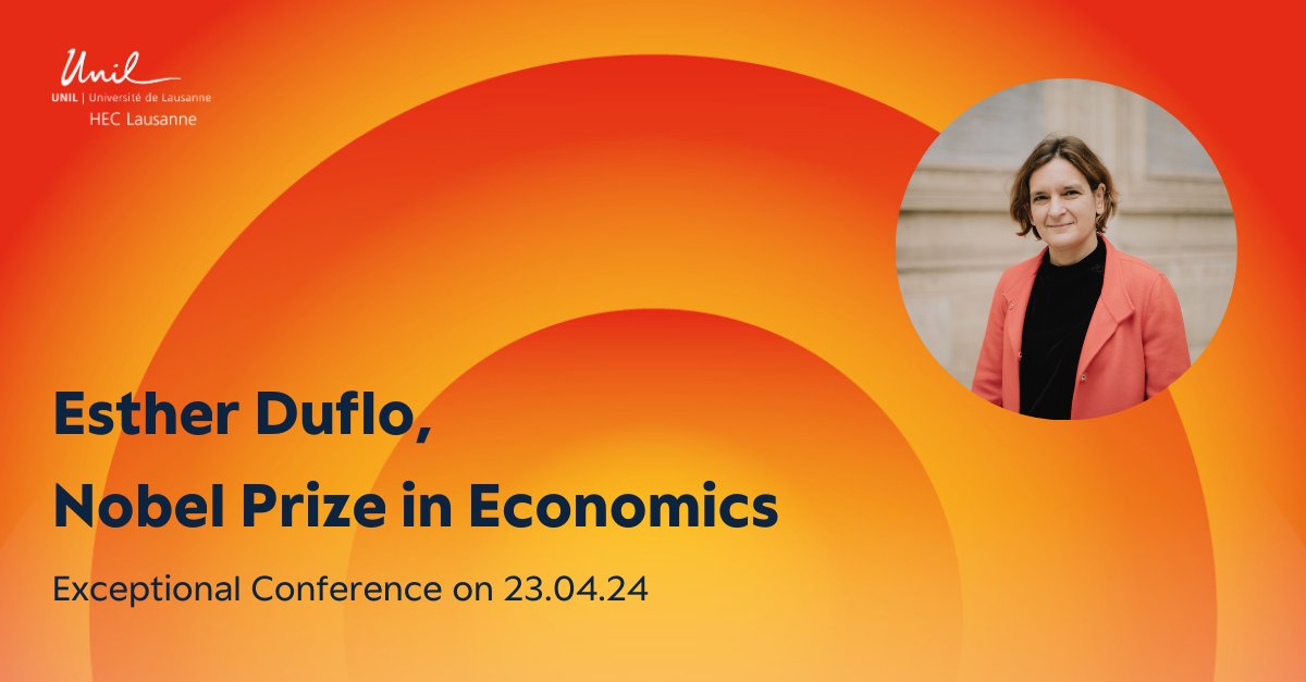 Towards an equitable future: #Economy, #Climate and #Poverty: join us for an exceptional conference with Esther Duflo, 2019 Nobel Prize in Economics! 🏆✨ 🗓️ Tuesday, April 23, 2024 - 6pm to 8pm - Amphimax 350 🎟️ Registration: bit.ly/4cdFLYP @unil @HECLausanneEcon