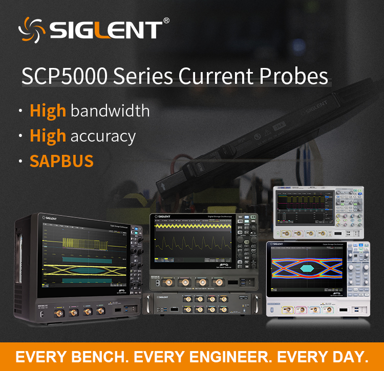 SIGLENT now provides SCP5000 current probes that support a direct oscilloscope power supply. The SCP5000 probes are wide-bandwidth DC/AC active current probes and compatible with any oscilloscope having a high-impedance SAPBuS input. Learn more: bit.ly/3VgPtUl