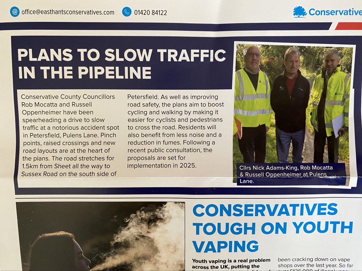 Lies from Rob Mocatta and Russel Oppenheimer in Tory propaganda through letterboxes today <a href="/Hantsconnected/">Russell Oppenheimer</a> <a href="/RobMoc/">Robert Mocatta</a> 

With no funding allocated this is very unlikely to happen in the timeframe they suggest

They have dragged their heels and ignored local residents