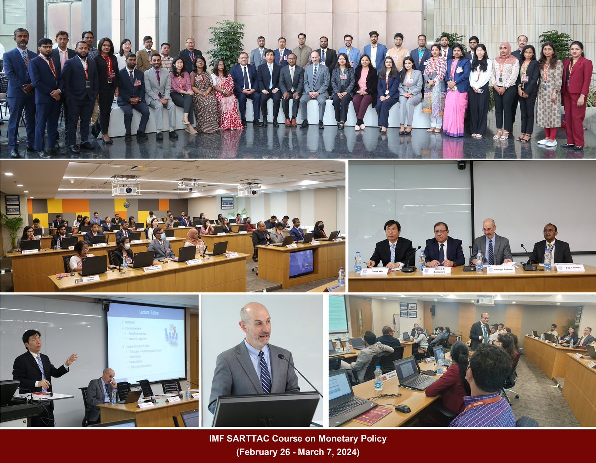 sarttac's tweet photo. 35 Officials from #SARTTAC countries attended a course on Monetary Policy (MP), discussing MP operations in the region, comparing the strengths and weaknesses of multiple MP frameworks, and learning to conduct quantitative analysis on MP measures under external &amp; internal shocks. https://t.co/NpDFl8EeFE