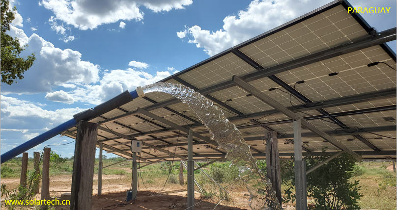 Solartech's fully-automatic solar water pump system brings convenience to Paraguayan farmers. #Paraguay #sustainableenergy #farmbreeding; #livestockdrinkingwater #solarwaterpumping #greenagro