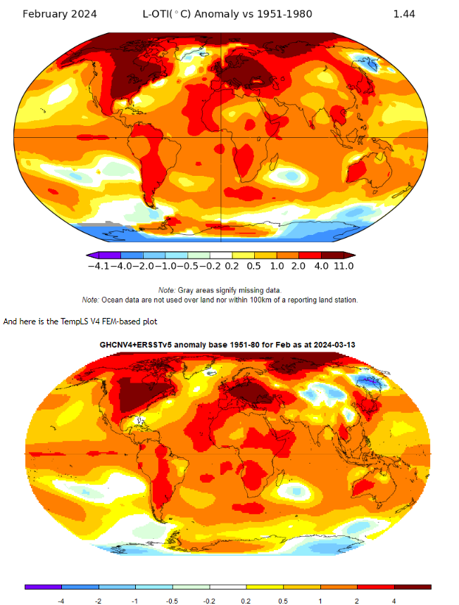 moyhu: GISS February global temperature up by 0.22°C from January. Warmest February in the record. moyhu.blogspot.com/2024/03/giss-f… via @nstokesvic