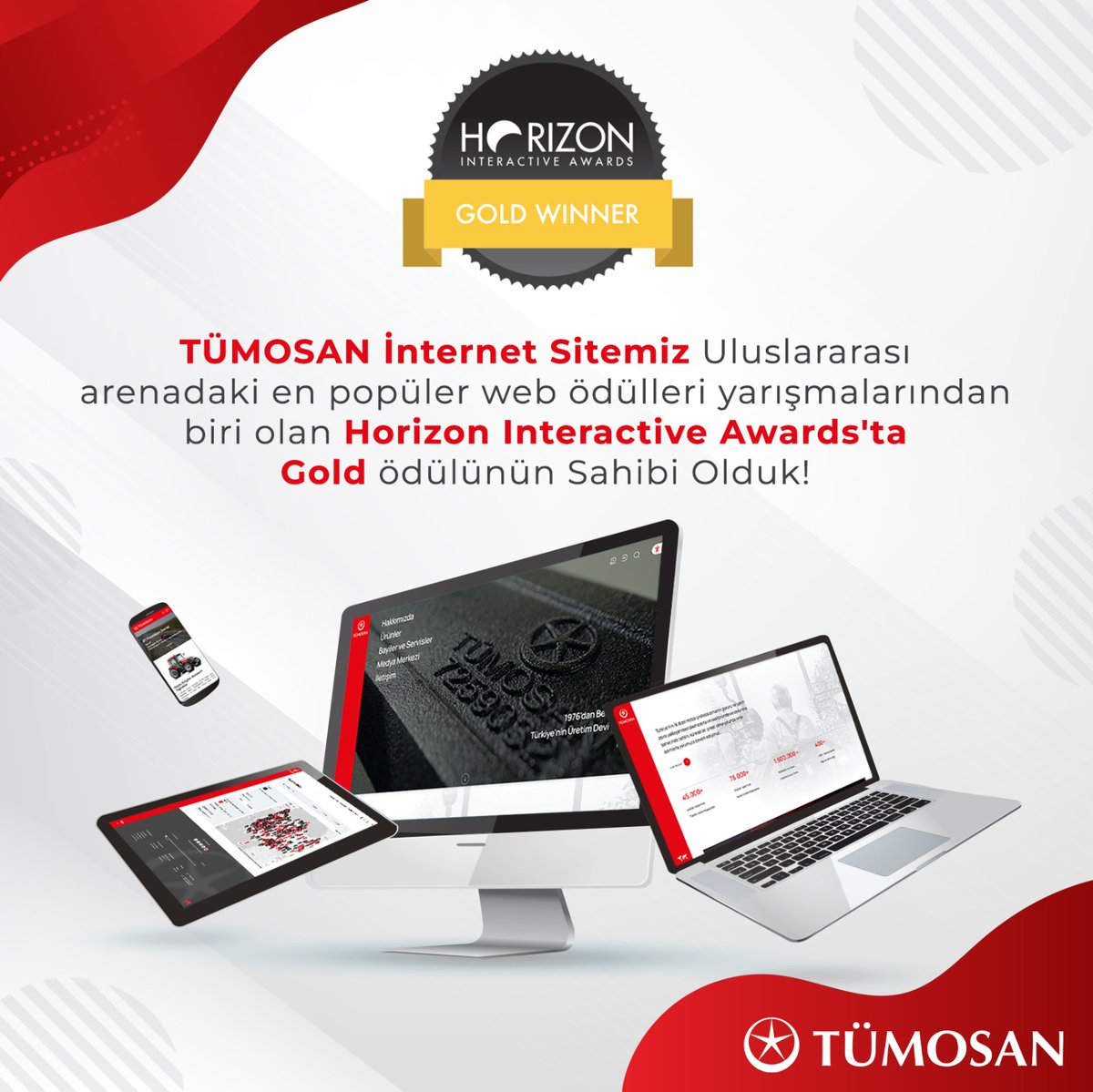 💻 TÜMOSAN, web dünyasında da gücünü kanıtlıyor. 😎💪🏻 Altı dilde yayın yapan web sitemiz, Horizon Interactive Awards'da Gold Ödülü'n sahibi oldu. Yenilikçi formatlar ve kullanıcı dostu tasarımlarımızın yanı sıra engelli bireylerimizin de kullanımını kolaylaştıran detaylara