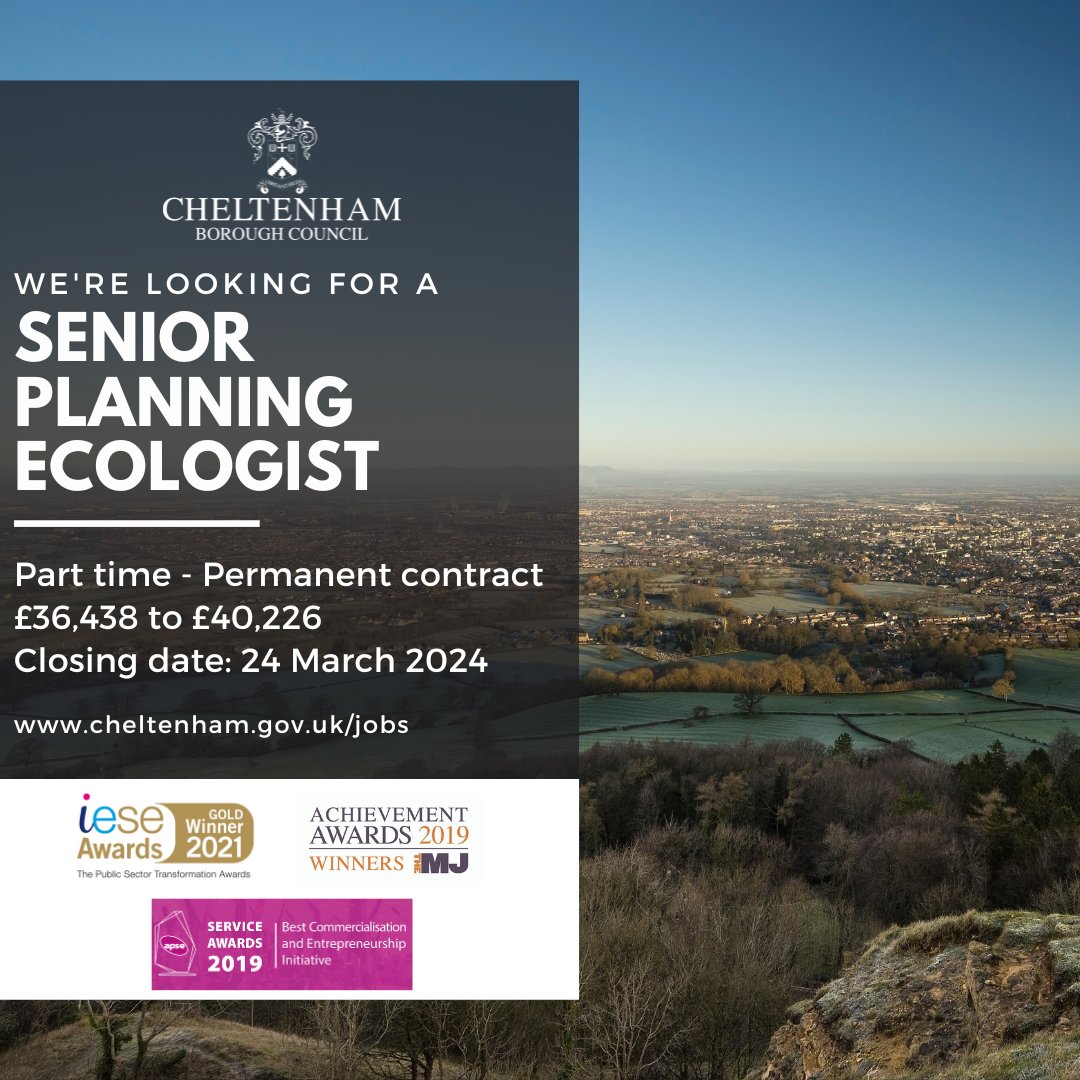We're looking a senior planning ecologist to provide our development management team with the support and advice needed to secure biodiversity net gain through the planning process, helping to create and improve natural habitats. Find out more at cheltenham.gov.uk/vacancies