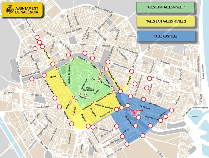 policialocalvlc's tweet photo. 🔊⚠️ CORTES DE CIRCULACIÓN⚠️ 🔊

Desde el día 16 a las 15:00h hasta el 20 de marzo a las 4:00h queda prohibida la circulación en todo el perímetro excepto vehículos autorizados, taxis, autobús, ambulancias, vecinos y carga y descarga (6:30 a 12:30h).