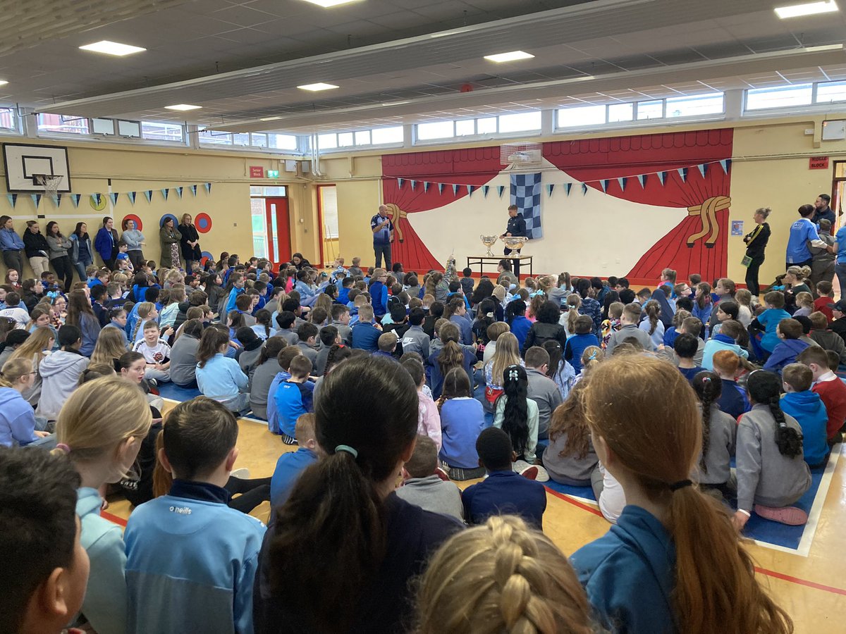 stdominicsns's tweet photo. A very exciting morning in our school as we are visited by Sam Maguire and Brendan Martin. Our Halla is blue today!

Thanks to Cian Murphy of @tomasdaibhis and @DubGAAOfficial for bringing in the cups! 

💙🏆🏆💙 https://t.co/CXaoOHsSNT