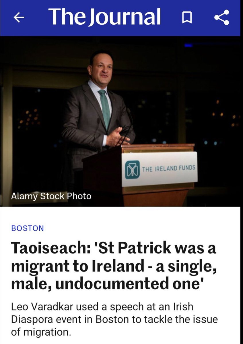 Hey #Boston since migrants are so great can you do us a favour and keep @LeoVaradkar he has been flooding our country with Africans and Muslims we don't want him or them #Southie #Mass  

#IrishAmericans 
#StPatricksDay2024  🇮🇪☘️