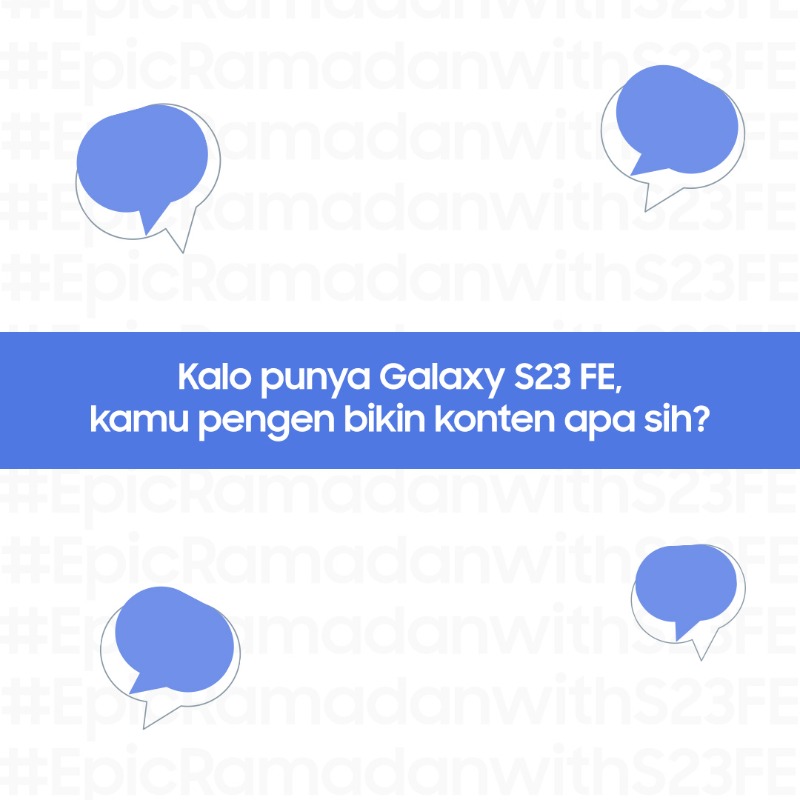 samsungID's tweet photo. Jadi apa nih dream content #EpicRamadanwithS23FE kamu?😎✨💙

Pilih foto diatas &amp; ceritakan keseruanmu kalo kamu punya #GalaxyS23FE di bawah ini &amp; menangkan hadiahnya!

Ditunggu sampai 19 Maret 2024 ya, good luck!✨