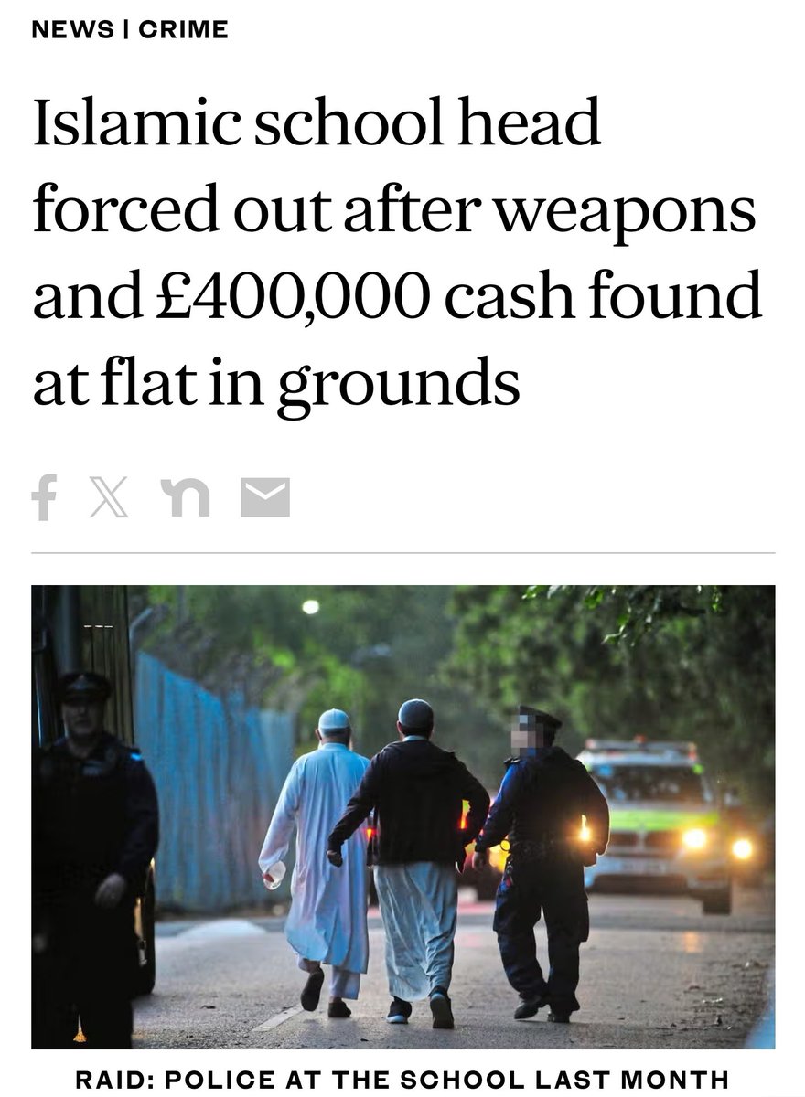 Last time money was given to Islamic schools.
Islamic school head forced out after weapons and £400,000 cash found at flat in grounds
standard.co.uk/news/crime/isl…