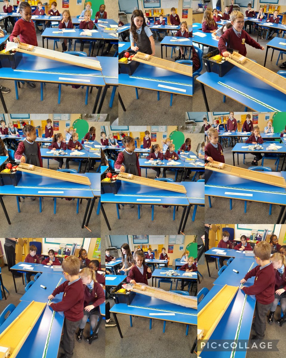 Having an exciting lesson comparing how objects move on different surfaces#Y3#science