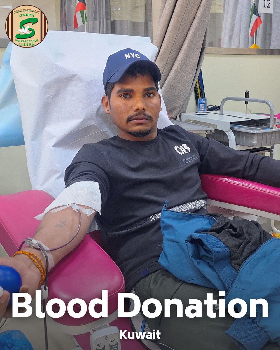 GreenSwelfares's tweet photo. Kudos to Shah Satnam Ji Green 'S' Welfare Force Wing volunteers from Kuwait🇰🇼for their remarkable act of donating🩸blood to patients in need. Their selflessness crosses continents, proving kindness has no bounds. Let's celebrate their life-saving contribution! #BloodDonation #TrueBloodPump #SavingLives #DeraSachaSauda