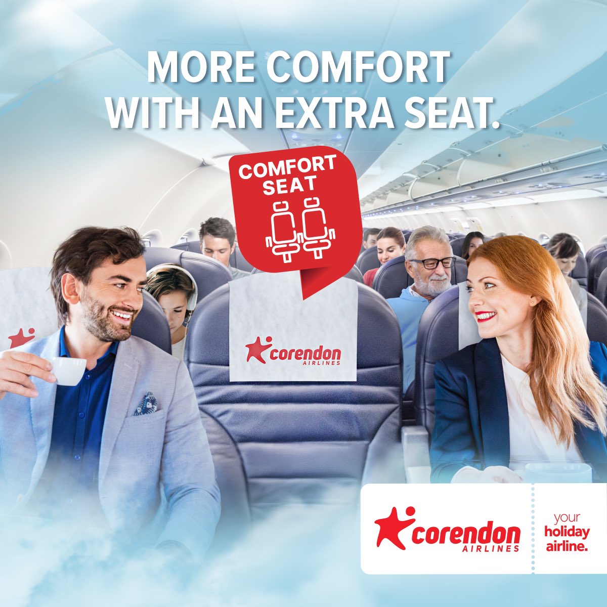 Enjoy the convenience ensured by our ‘Comfort seats’ 💺💺 Corendon Airlines allows you to book the seat next to you on board at an affordable price. ✈️ 👉🏻 For more visit: corendonairlines.com #CorendonAirlines #yourholidayairline #moresunmorefun #freeseat #haveaniceflight
