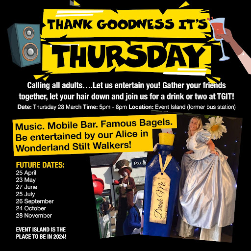 lovestevenagetc's tweet image. TGIF is SO yesterday, it's time for TGIT (Thank Goodness It's Thursday)! 🍻

Mark your calendars for March 28th, because the party's coming to Event Island and you're invited! 

Join us from 5pm - 8pm! 💃🏽

 #TGIT #EventIsland #PartyTime #GoodVibes #Friends #Fun #LetsGo