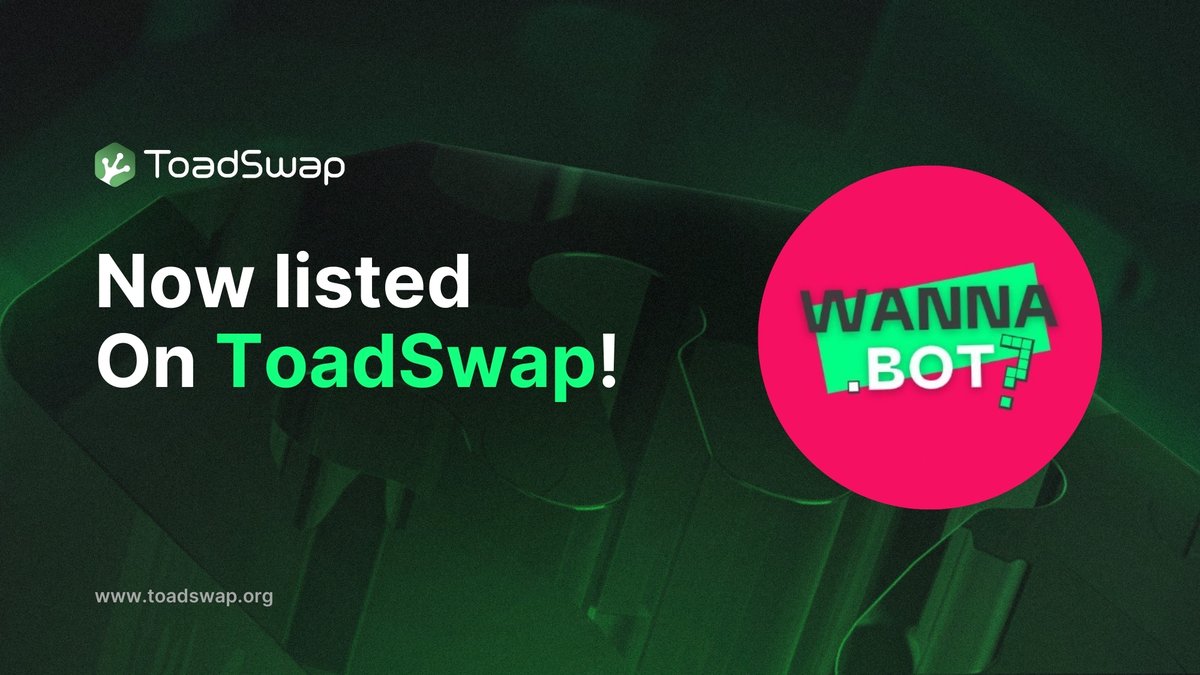 New ToadSwap listing: @wannabotbet Wanna .Bot is a prediction platform at the intersection of #SocialFi X #GambleFi. It brings a whole new, fun dimension to content creator engagement, with audiences wagering on viral challenges & more! $TOAD #ToadSwap $WANNA