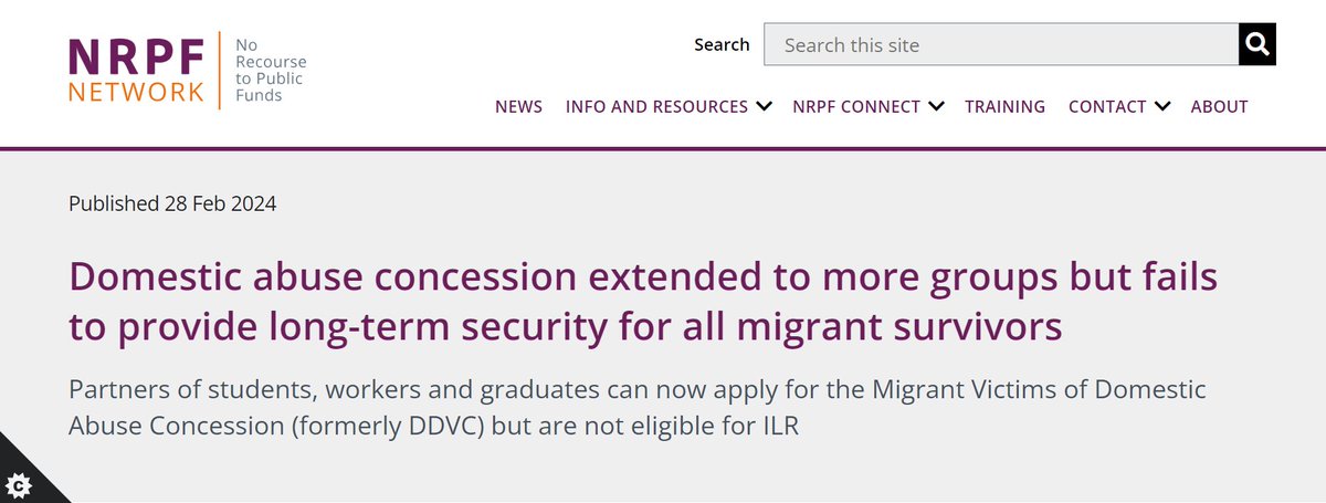 Check out this new update from the No Recourse to Public Funds @NRPFNetwork on the extension of the Domestic Violence Concession. orlo.uk/V8QMy