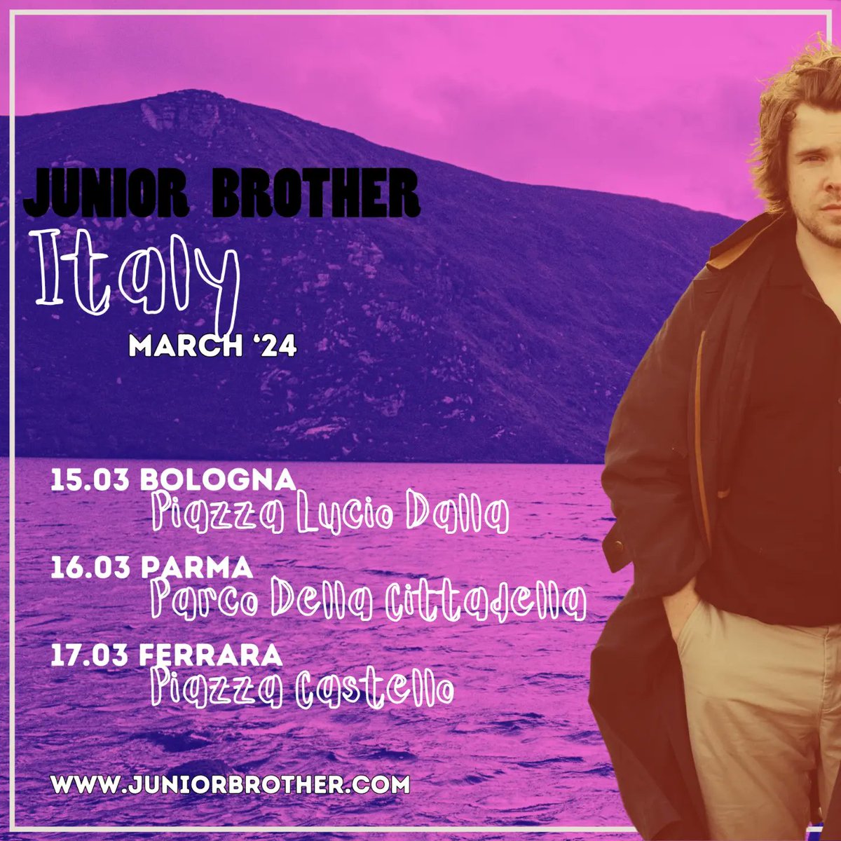 I am coming to ITALY this weekend Can't w88 to hit these lovely venues Info + Tix : juniorbrother.com/tour X