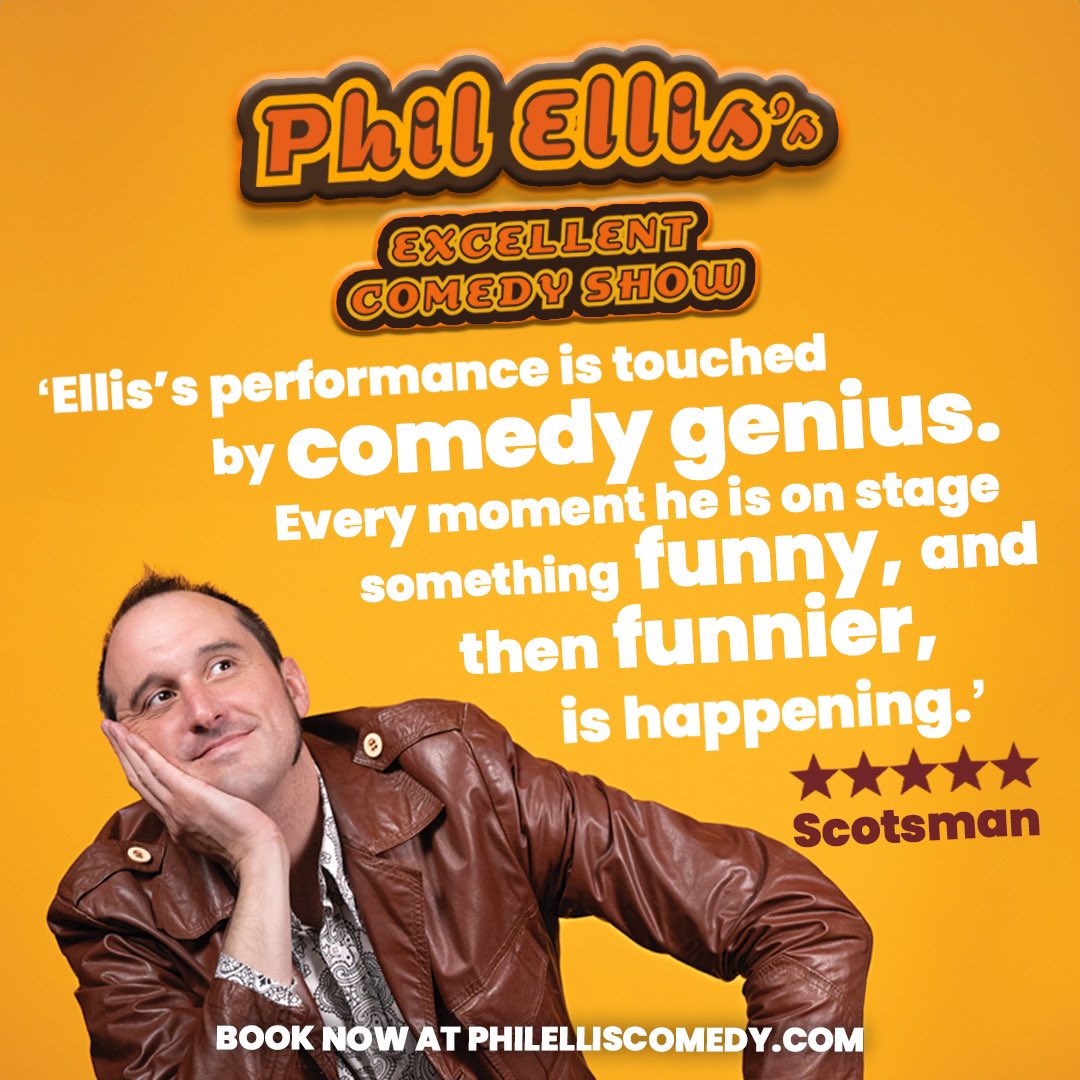 BIRMINGHAM! Tonight, 13th March! ‘Phil Ellis’s Excellent Comedy Show’ is coming to you.🙀

I always go to the MIDlands for a TOPlands audience… Erm… yeah that reads well!

See you all @GleeClubBham 8pm!

🎟️ TICKETS philelliscomedy.com/tour

#birmingham #comedy #birminghamlive