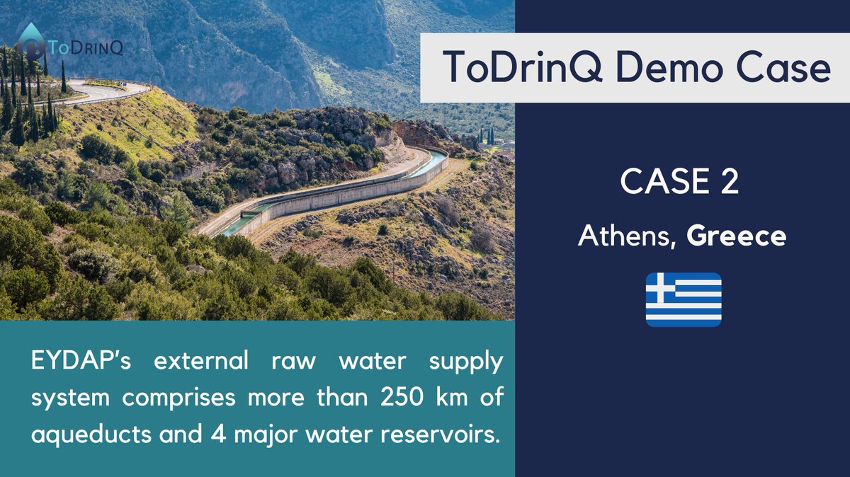🇬🇷 EYDAP's water supply system serves the city of Athens of 5m inhabitants. Here, @ToDrinQ_eu hosts its #2 Demo Case to optimise operations and guarantee #water provision in the water-scarce climate of the #Mediterranean.

🌍Visit the Demo Case: buff.ly/43eevWi