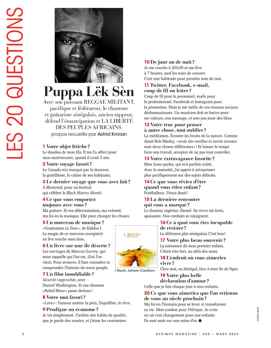 Lisez moi dans <a href="/afriquemagazine/">Afrique Magazine</a> N°450 :
afriquemagazine.com/am-450
.
Prochain live à Paris * 12€ * Réserve ta place ici : tinyurl.com/leksen-livevip * +> jahsencreation@gmail.com *
.
📷 orcd.co/leksen-discogr…
📷 linktr.ee/leksen
.
Merci à <a href="/Lereveafricain/">The African Dream</a> 
Big up à Jhonel