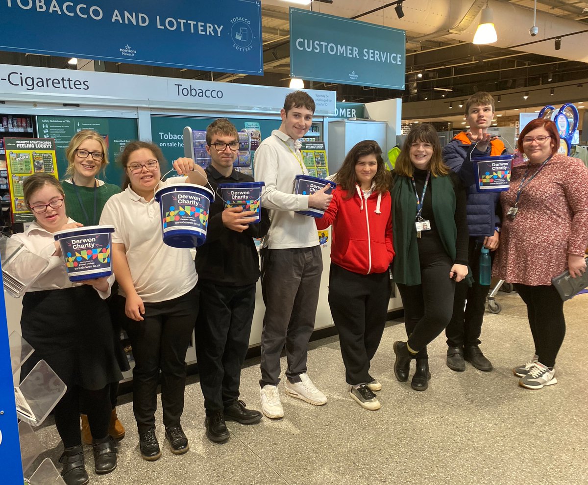 🛍️ Retail students visited @Morrisons in Oswestry today to help customers with bag packing. They made a fantastic total of £278 for Derwen Charity. Thank you so much to all the generous Morrisons shoppers! #SEND #RetailAndEnterprise #Retail #Enterprise #APlaceOfPossibility