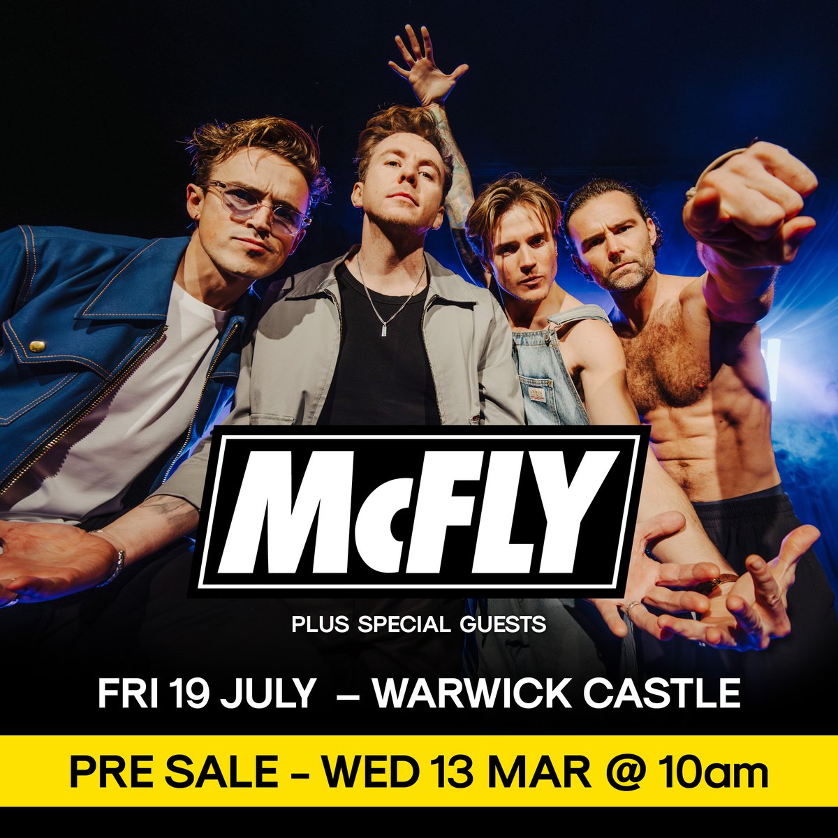 So wouldn’t you like to come with me? 
@mcflymusic 🎵 PRE SALE LIVE NOW @WarwickCastle 🏰 
Fri 19 Jul ‘24! ☀️ 

Tickets expected to sell out FAST! 🎟️ 💨 
GET YOURS TODAY BELOW!
#McFly #WarwickCastle #LiveAtWarwickCastle 

premier.ticketek.co.uk/shows/show.asp…