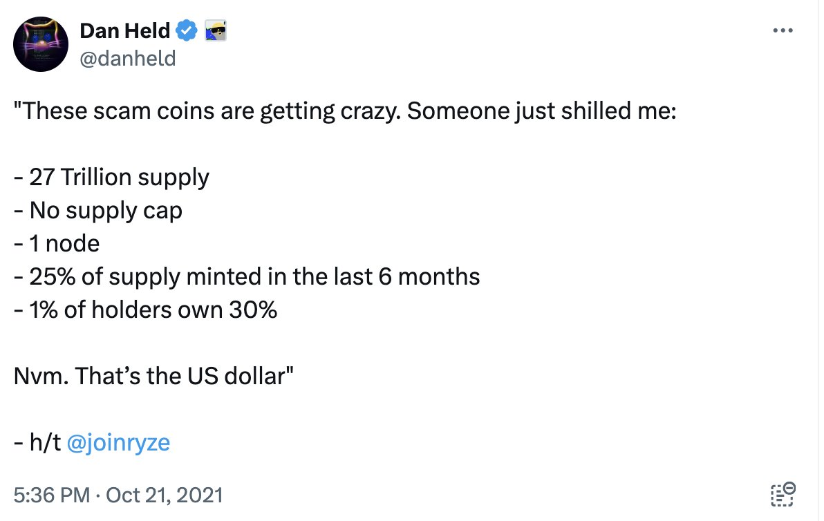 The original tweet was written by Dan Held in 2021. Fed Balance sheet shrunk in the last six months (sep-2023 till today) But BTC now above $73K and Trump shilling bitcoin, we don't mind you spreading jokes on the topic.