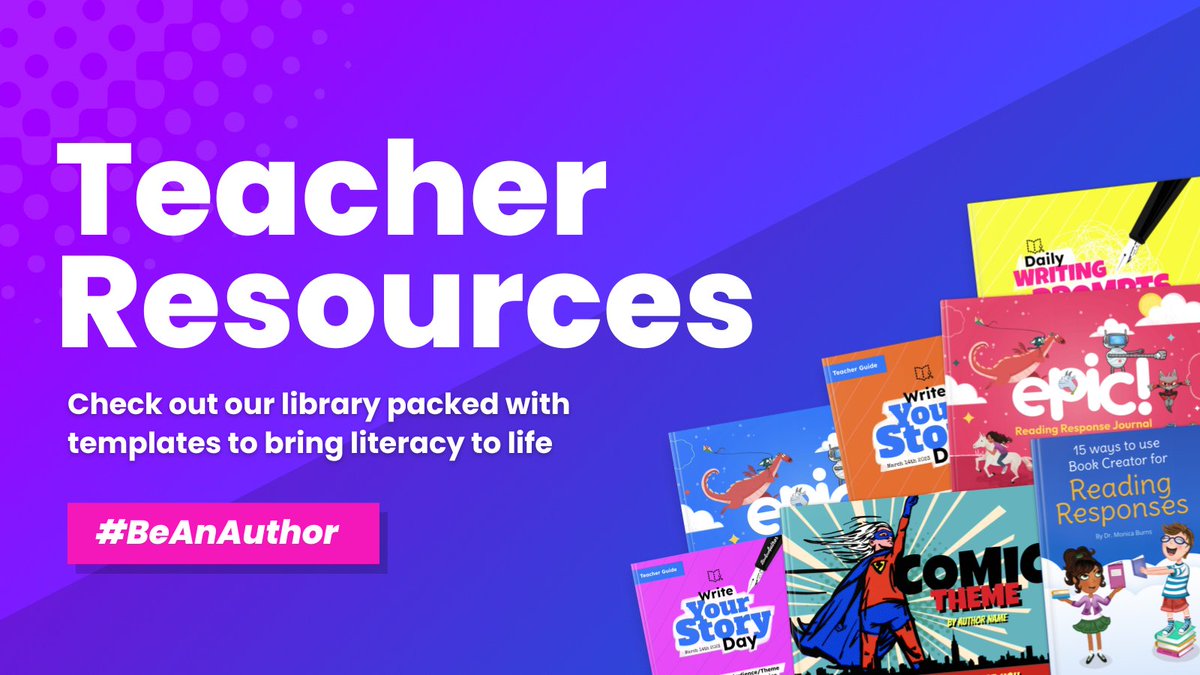 Support your reluctant readers and writers with Book Creator! 📖 We've pulled together several remixable template books such as a reading journal, reading notebook, daily writing prompt books and plenty more! Get your resources now at hubs.la/Q02p4Q-D0 #BeAnAuthor