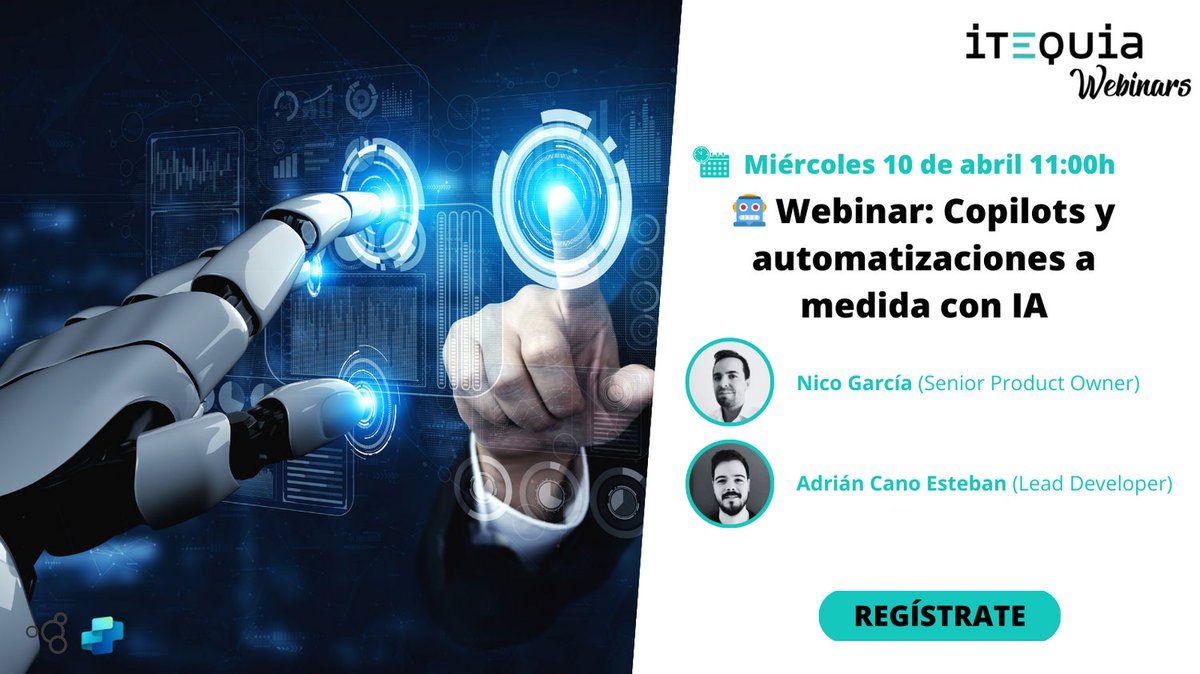 Itequia's tweet image. 🚀 ¡NUEVO WEBINAR! Aprende a crear un asistente con IA para tu organización con Microsoft Copilot Studio 🧠 y automatiza procesos con AI Builder 🤖 10 de abril de 11:00 a 12:00! #MicrosoftCopilotStudio #AIBuilder 🤝 events.teams.microsoft.com/event/f39d7a4d…