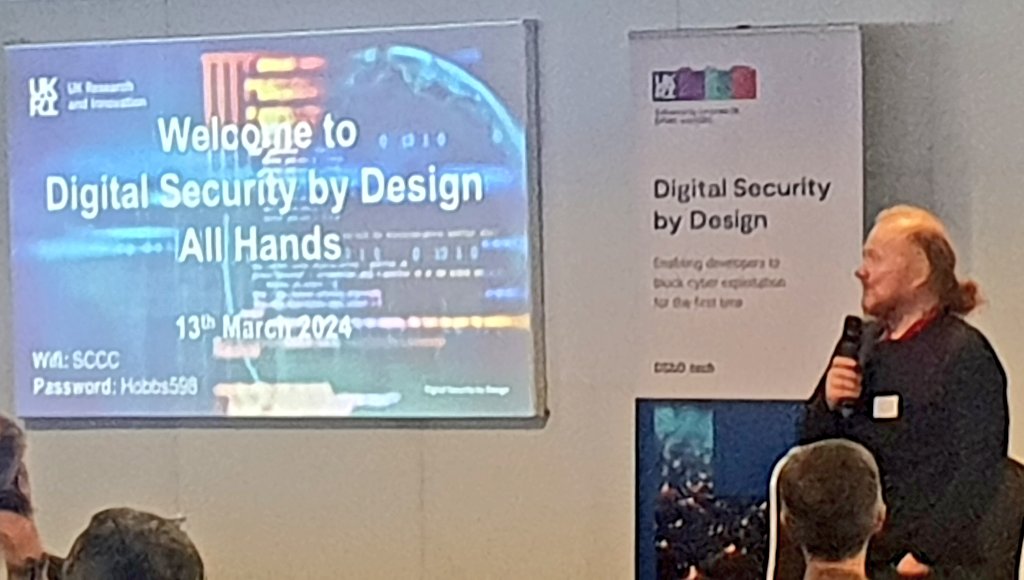 Prof. John Goodacre Challenge Director for #UKRI's Digital Security by Design Challenge opens the #DSbD Ecosystem 'All Hands' Conference. #Collaboration #Innovation #Research #BeaconAwards