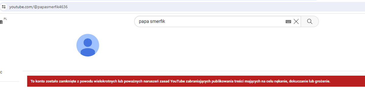 ___LenY___'s tweet photo. Konto patostreamera Papasmerfika zostało usunięte z YouTube po raz kolejny." https://t.co/MAxn9NiMFu