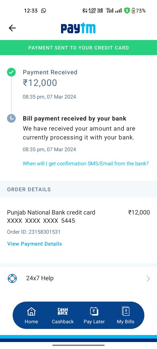 Dear @Paytmcare, I Paid my Credit Card Bill Using @Paytm UPI On 7th March,But Yet Today There Are No Payment Reflecting On My Card. @jagograhakjago Please Do Something About This ! CC : @pnbindia UPI Reference No. - 443363872256 Order ID - 23158301531