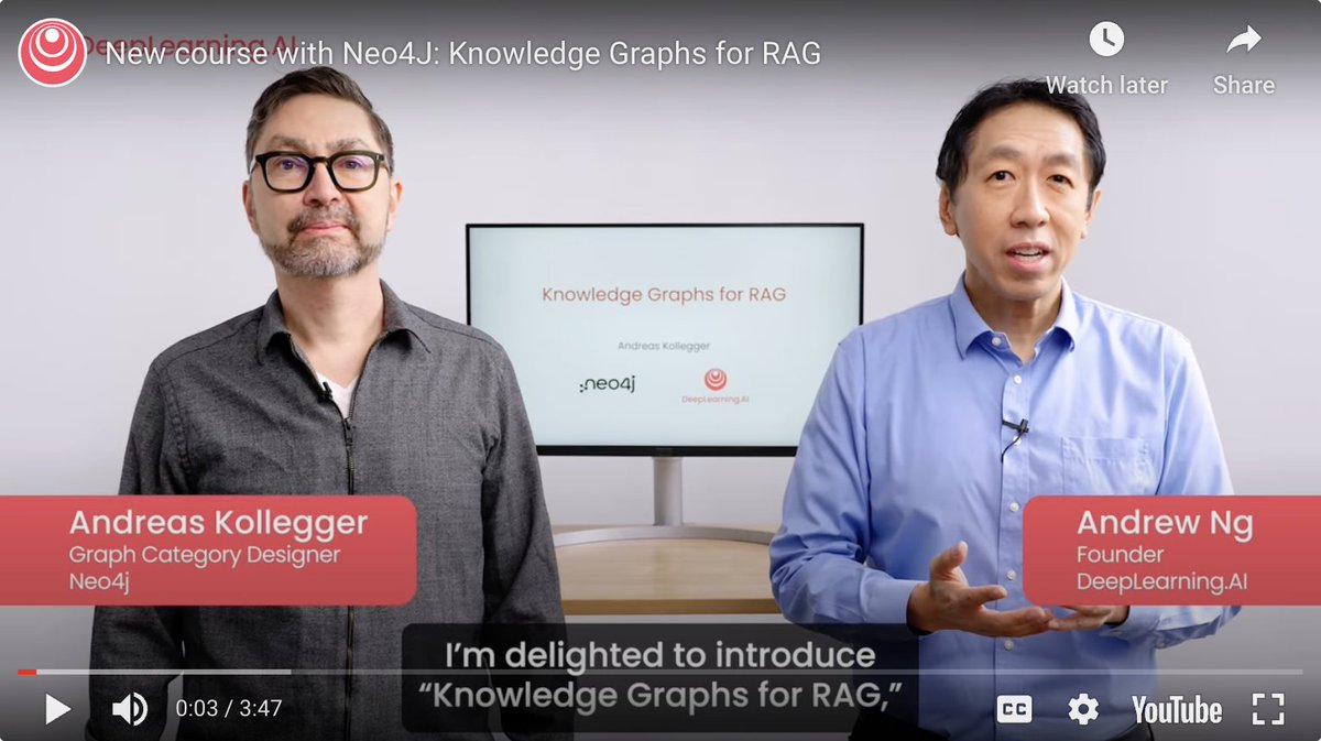 Thrilled to see my friend @akollegger co-teach a course with @AndrewYNg on Knowledge Graphs and LLMs! deeplearning.ai/short-courses/…