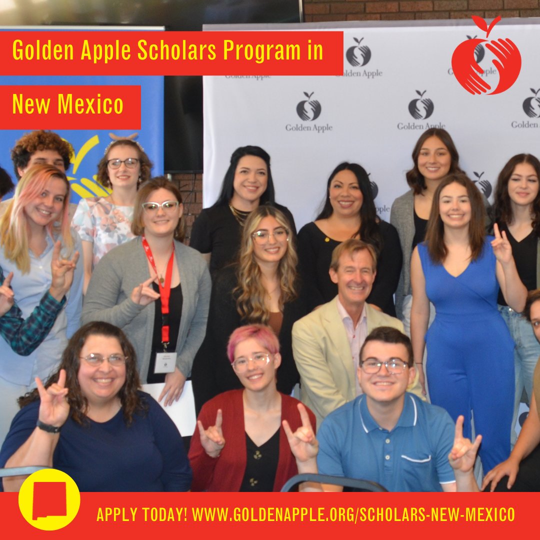 Join the Golden Apple Scholars Program in New Mexico and make a lasting impact! Collaborate in learning, gain insights from seasoned educators, and be part of a community committed to educational excellence. Start your journey: goldenapple.org/scholars-new-m… #GoldenAppleScholarsNM
