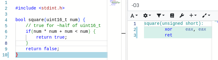 is_eqv's tweet photo. Little known fact: this is also true for u16 overflows (due to integer promotions) EVEN THOUGHT the standard SPECIFICALLY says signed integer overflow are 2s complement wrapping. C semantics are absolutely batshit insane. https://t.co/7o8PVmDCHQ