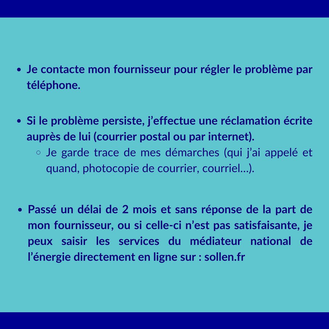med_energie's tweet image. ❓ 🤷‍♀️ Une question concernant la marche à suivre en cas de litige avec votre fournisseur ? Le médiateur national de l'énergie vous répond 👇 
Pour en savoir plus, consultez notre fiche pratique 👉 buff.ly/3PkEBAW 
#energie #litige
