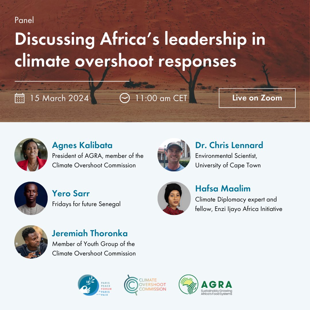🌍This Friday 15 March, during the webinar organized by the @overshoot_comm the discussion will revolve around “Africa’s leadership in climate overshoot responses”. A panel of African experts will discuss crucial issues such as: ➡️ Innovative financing pathways ➡️ Effective