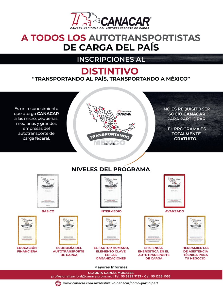 🌟 ¡Se abre la convocatoria para la 9ª Edición del Programa Distintivo 'Transportando al País, Transportando a México'! 🌟 Invitamos a todos los permisionarios a inscribirse en este programa de capacitación virtual y gratuito, diseñado para promover la profesionalización de las