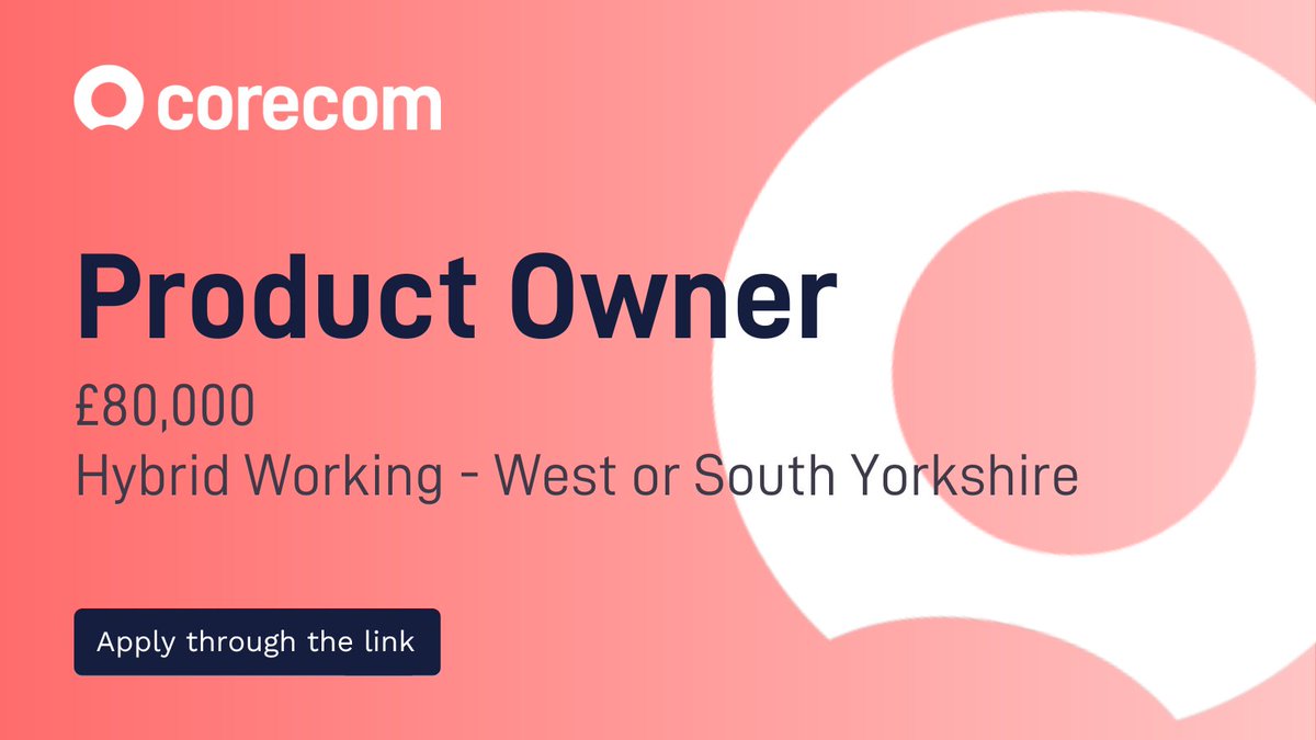 Would you like to be a part of the UK's fastest-growing SaaS startups, and make a difference to their product offering?

You'll join a rapidly growing SaaS start-up as you help define and shape their product portfolio.

Find out more here - corecomconsulting.co.uk/jobs/product-o…

#ProductOwner