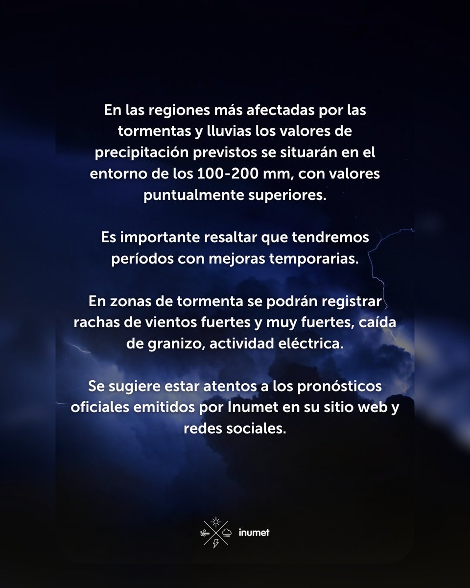 Actualización del #AvisoALaPoblación por semana con inestabilidad atmosférica.