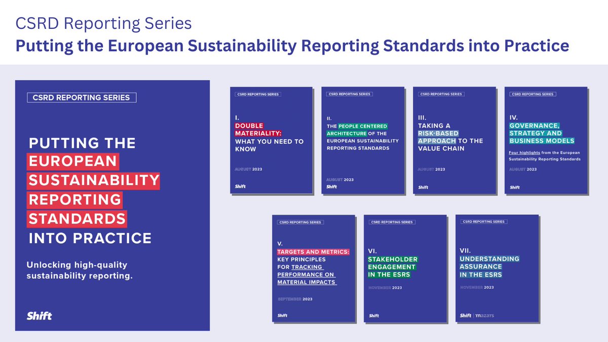 Finalizing your 2023 Sustainability Reporting? Check out Shift’s series on reporting in line with the new European Sustainability Reporting Standards to drive better disclosures on risks to people. 👉shiftproject.org/resource/putti… #csrd #esrs #esgreporting #hrdd