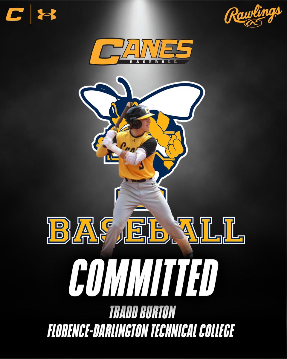 Canes 2024 SS/2B @tradd_burton03 (Lexington, SC) has committed to Florence-Darlington Technical College! #TheCanesBB | #Committed #DifferentBrandOfBaseball