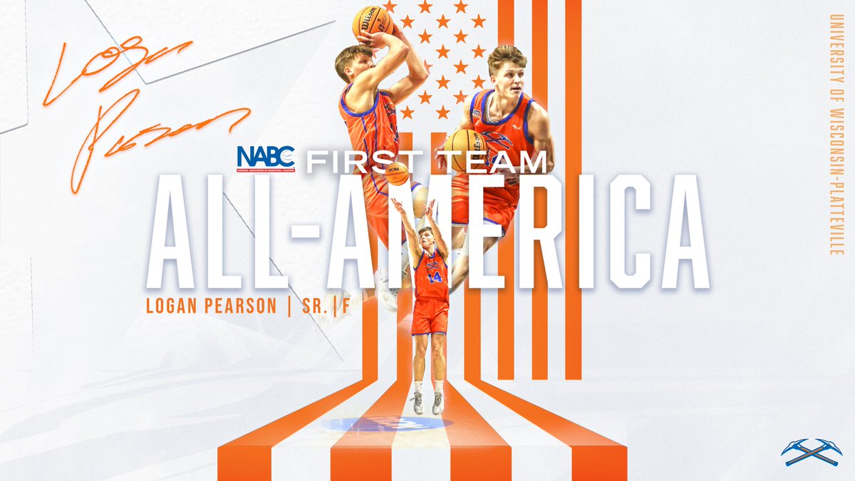 Logan Pearson of @UWPlattMBB earns All-America First Team honors from the NABC! Read more: letsgopioneers.com/sports/mbkb/20… #SwingTheAxe #uwp #uwplatteville #platteville