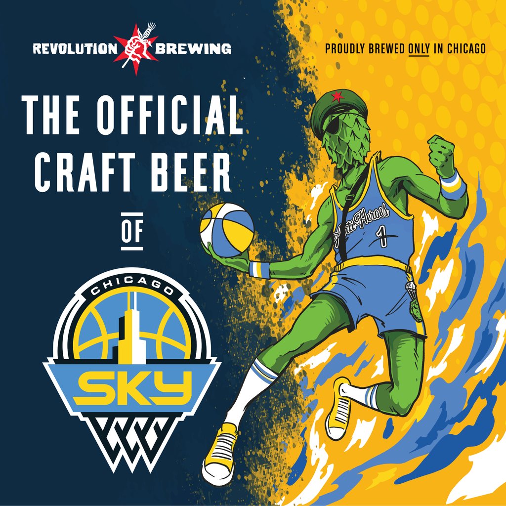 RevBrewChicago's tweet photo. The @chicagosky and Revolution are joining forces, with the brewery becoming the team’s official craft beer:

✶ A new Hero Deck

✶ Hero scoreboard races

✶ :30 and :60 “Cold Time Outs”

Season ticket holders are invited to a private draft party at Revolution. More to come! https://t.co/7Ioz5yatQD