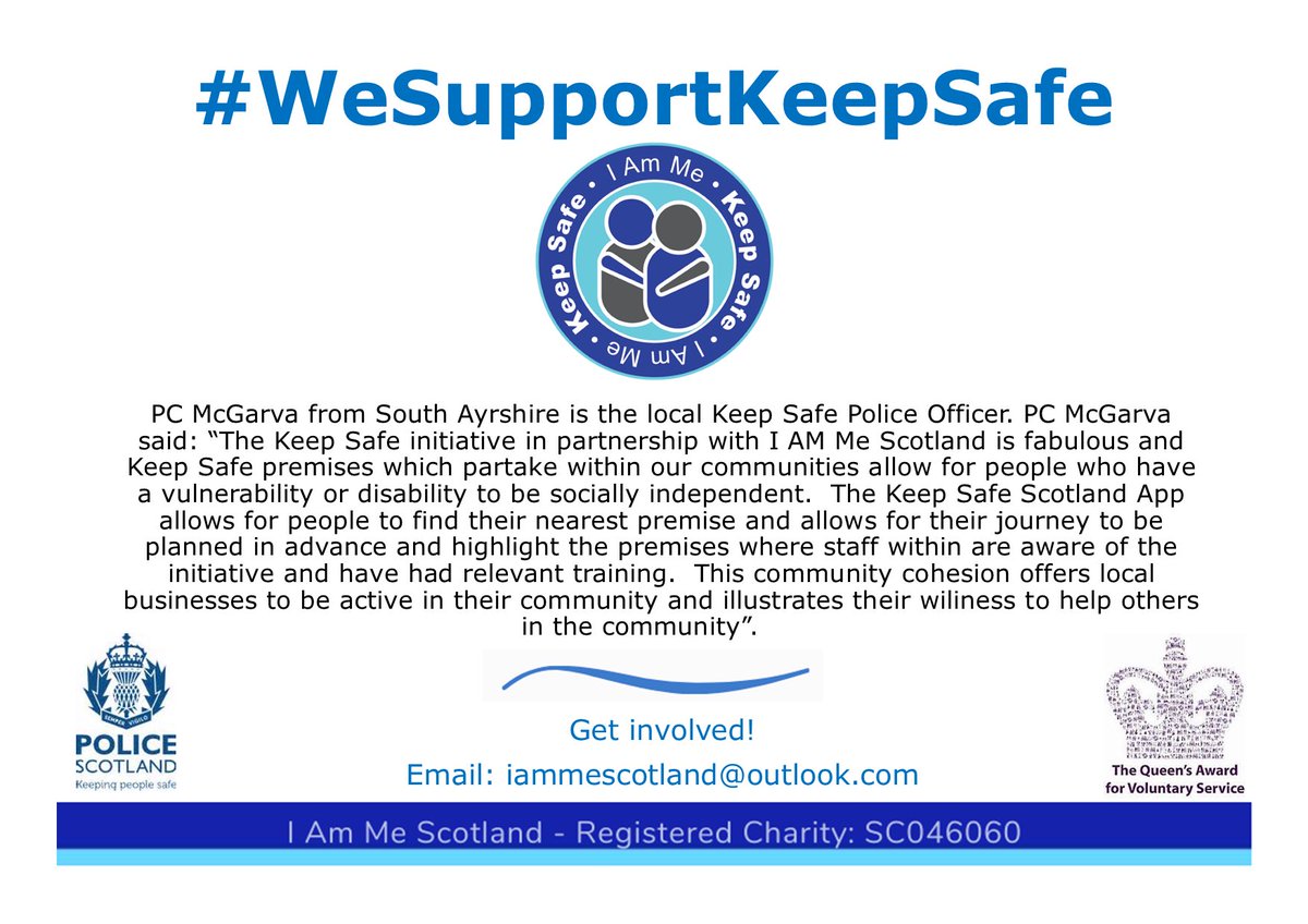 PC McGarva the Keep Safe Police Officer for South Ayrshire had this to say about Keep Safe #WeSupportKeepSafe 💙✨