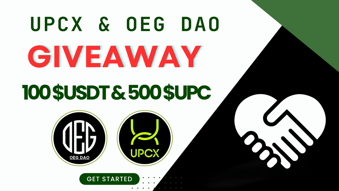 😍😍 UPCX X OEG DAO #GiveAway Campaign 🏆 Prize Pool »» 100 $USDT & 500 $UPC ✅ Follow @Upcxofficial ✅ Like, RT and Tag 3 Friends ✅ Finish #Gleam ⤵️ gleam.io/2UCcF/oeg-dao-… #Airdrops #Giveaway #BSC #Crypto #Token #USDT #ReferAndEarn $USDT #OEGDAO